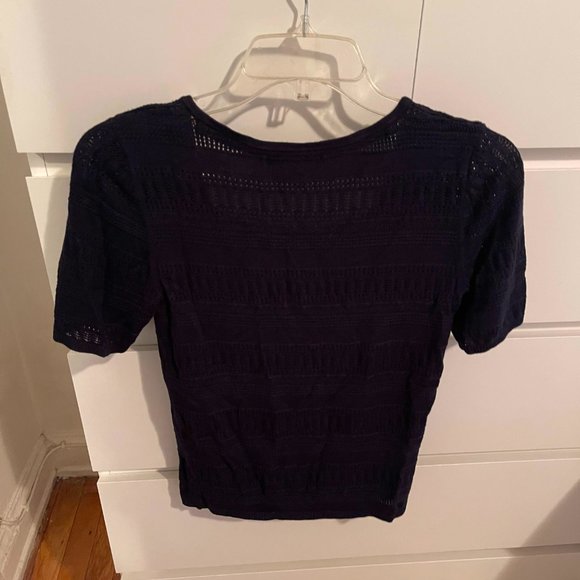 41 HAWTHORN Laina Pointelle Elbow Sleeve Sweater - XS - Navy - Picture 2 of 5